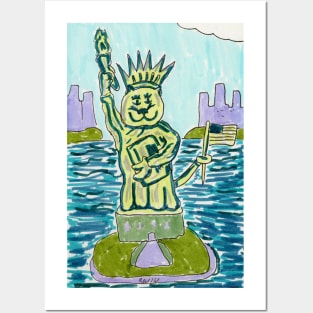 Statue of Kitty Liberty Posters and Art